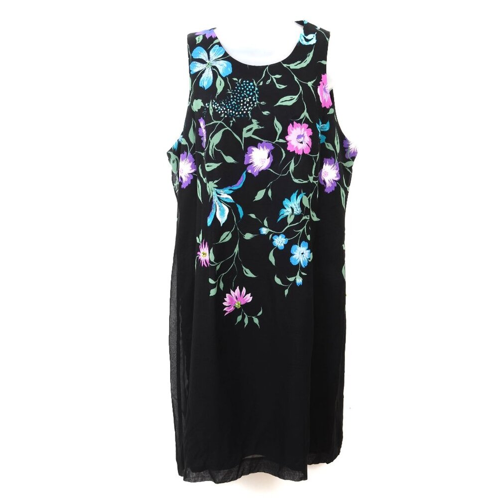 Papell Boutique 100% Silk Beaded Sequins Cocktail Party Midi Dress Wedding Sz 14